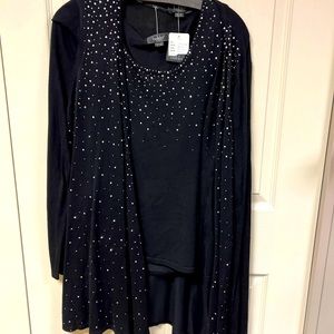 Belldini Black formal rhinestone tank and cardigan set, Size XL, new with tags